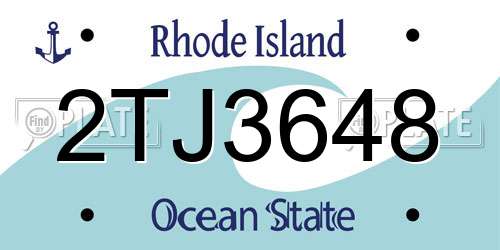 2TJ3648 Rhode Island License Plate