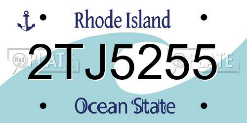 2TJ5255 Rhode Island License Plate