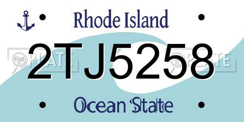 2TJ5258 Rhode Island License Plate
