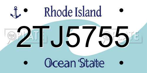 2TJ5755 Rhode Island License Plate