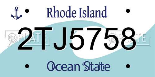 2TJ5758 Rhode Island License Plate