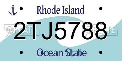 2TJ5788 Rhode Island License Plate