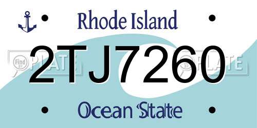 2TJ7260 Rhode Island License Plate
