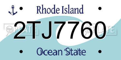 2TJ7760 Rhode Island License Plate