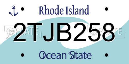 2TJB258 Rhode Island License Plate