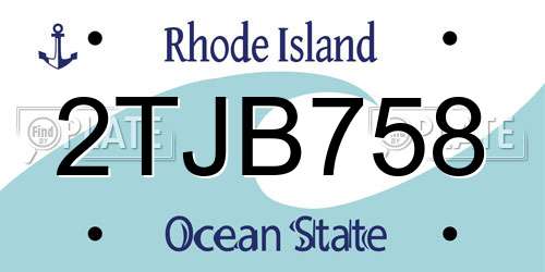 2TJB758 Rhode Island License Plate