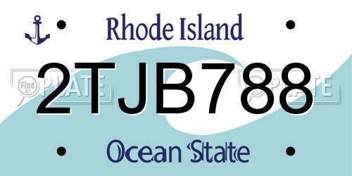 2TJB788 Rhode Island License Plate