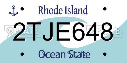 2TJE648 Rhode Island License Plate