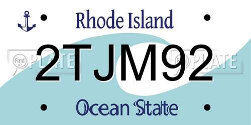 2TJM92 Rhode Island License Plate