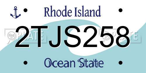 2TJS258 Rhode Island License Plate