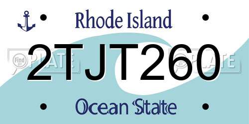 2TJT260 Rhode Island License Plate