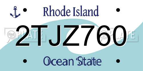 2TJZ760 Rhode Island License Plate