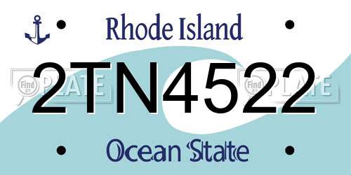 2TN4522 Rhode Island License Plate