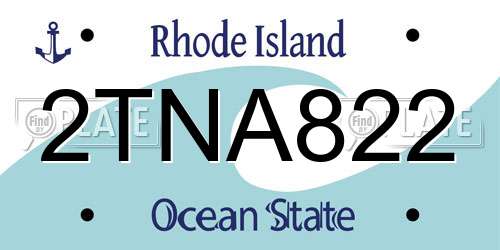 2TNA822 Rhode Island License Plate