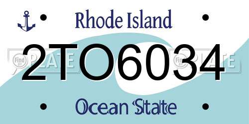 2TO6034 Rhode Island License Plate