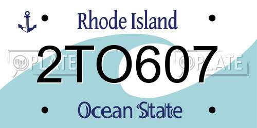2TO607 Rhode Island License Plate