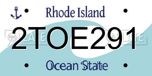 2TOE291 Rhode Island License Plate