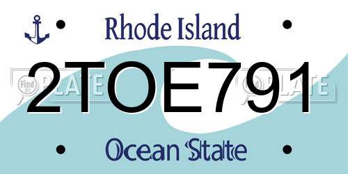 2TOE791 Rhode Island License Plate