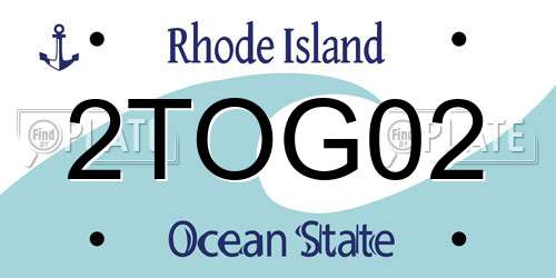 2TOG02 Rhode Island License Plate