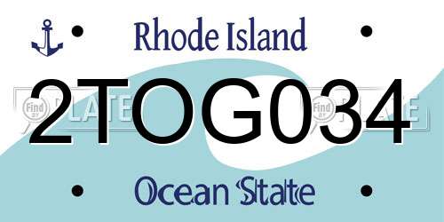 2TOG034 Rhode Island License Plate