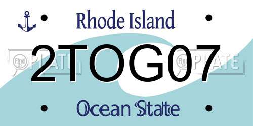 2TOG07 Rhode Island License Plate