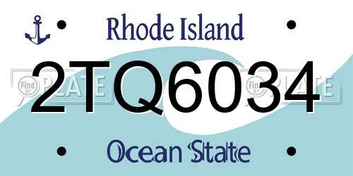 2TQ6034 Rhode Island License Plate