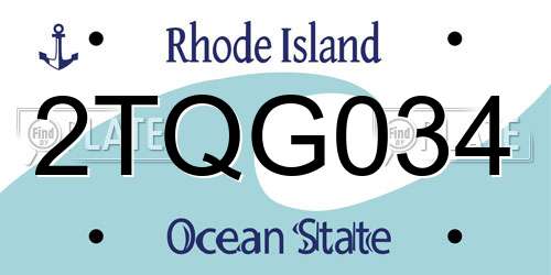 2TQG034 Rhode Island License Plate