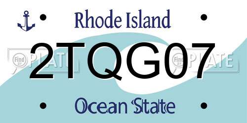 2TQG07 Rhode Island License Plate