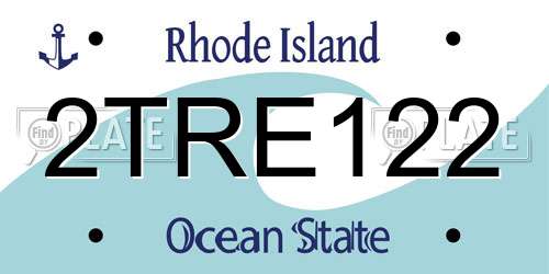 2TRE122 Rhode Island License Plate