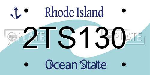 2TS130 Rhode Island License Plate