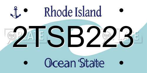 2TSB223 Rhode Island License Plate