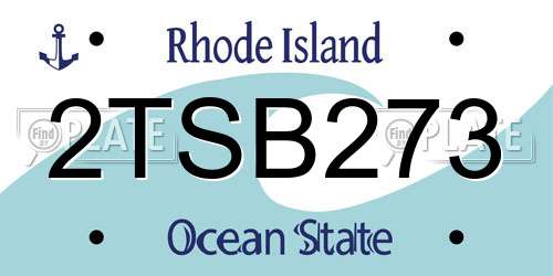 2TSB273 Rhode Island License Plate