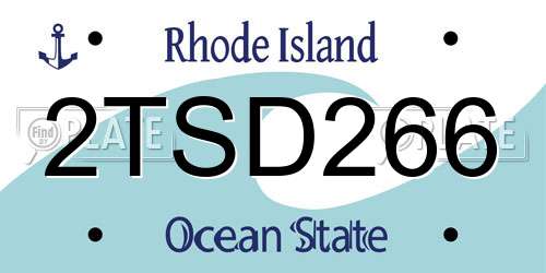 2TSD266 Rhode Island License Plate