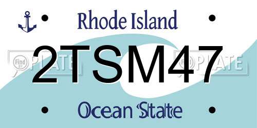 2TSM47 Rhode Island License Plate