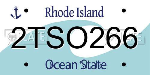 2TSO266 Rhode Island License Plate