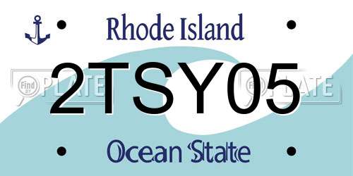 2TSY05 Rhode Island License Plate