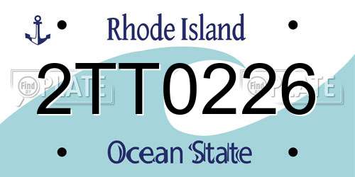 2TT0226 Rhode Island License Plate
