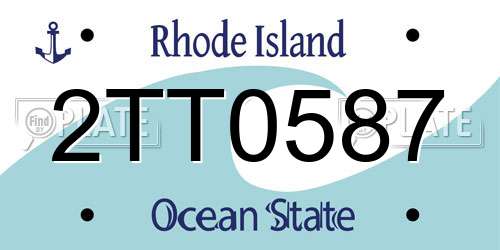 2TT0587 Rhode Island License Plate