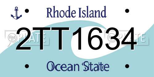 2TT1634 Rhode Island License Plate