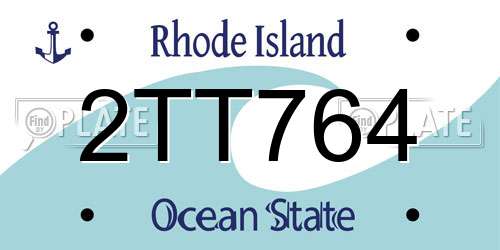 2TT764 Rhode Island License Plate