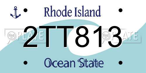 2TT813 Rhode Island License Plate