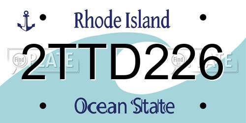 2TTD226 Rhode Island License Plate