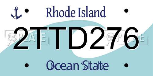 2TTD276 Rhode Island License Plate