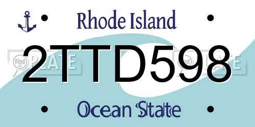 2TTD598 Rhode Island License Plate