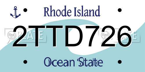 2TTD726 Rhode Island License Plate