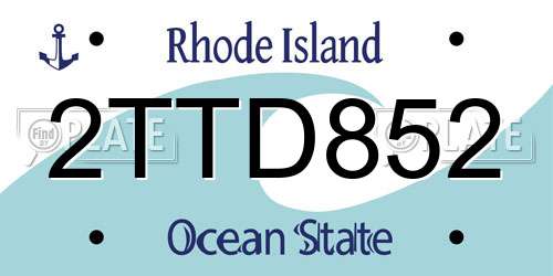 2TTD852 Rhode Island License Plate
