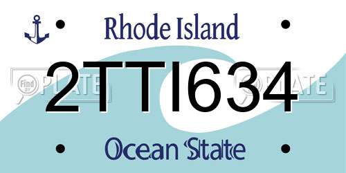 2TTI634 Rhode Island License Plate