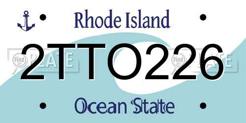 2TTO226 Rhode Island License Plate