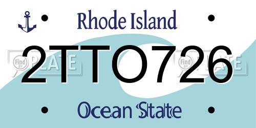 2TTO726 Rhode Island License Plate