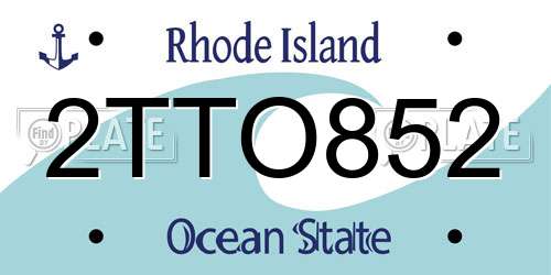 2TTO852 Rhode Island License Plate
